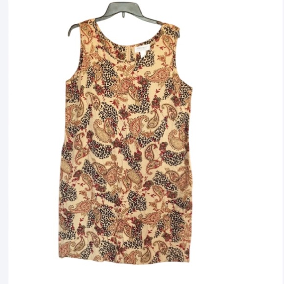 Vintage Dresses & Skirts - Vintage dress sleeveless paisley animal print  casual office boho XL